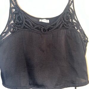 Free people dainty black satin top size XS